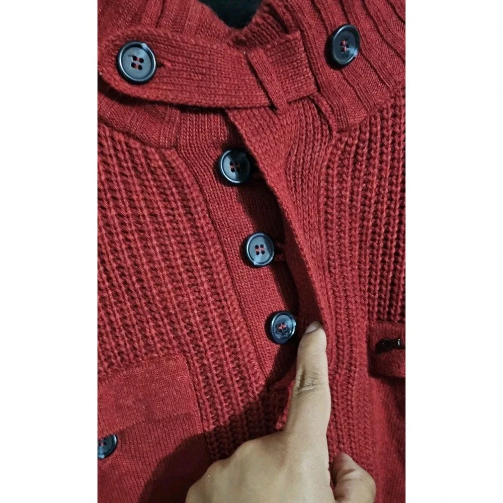 A.‎ Tiziano Lambswool Blend Chunky Long Sleeve Knit Sweater Men's 3XL Red Preppy
